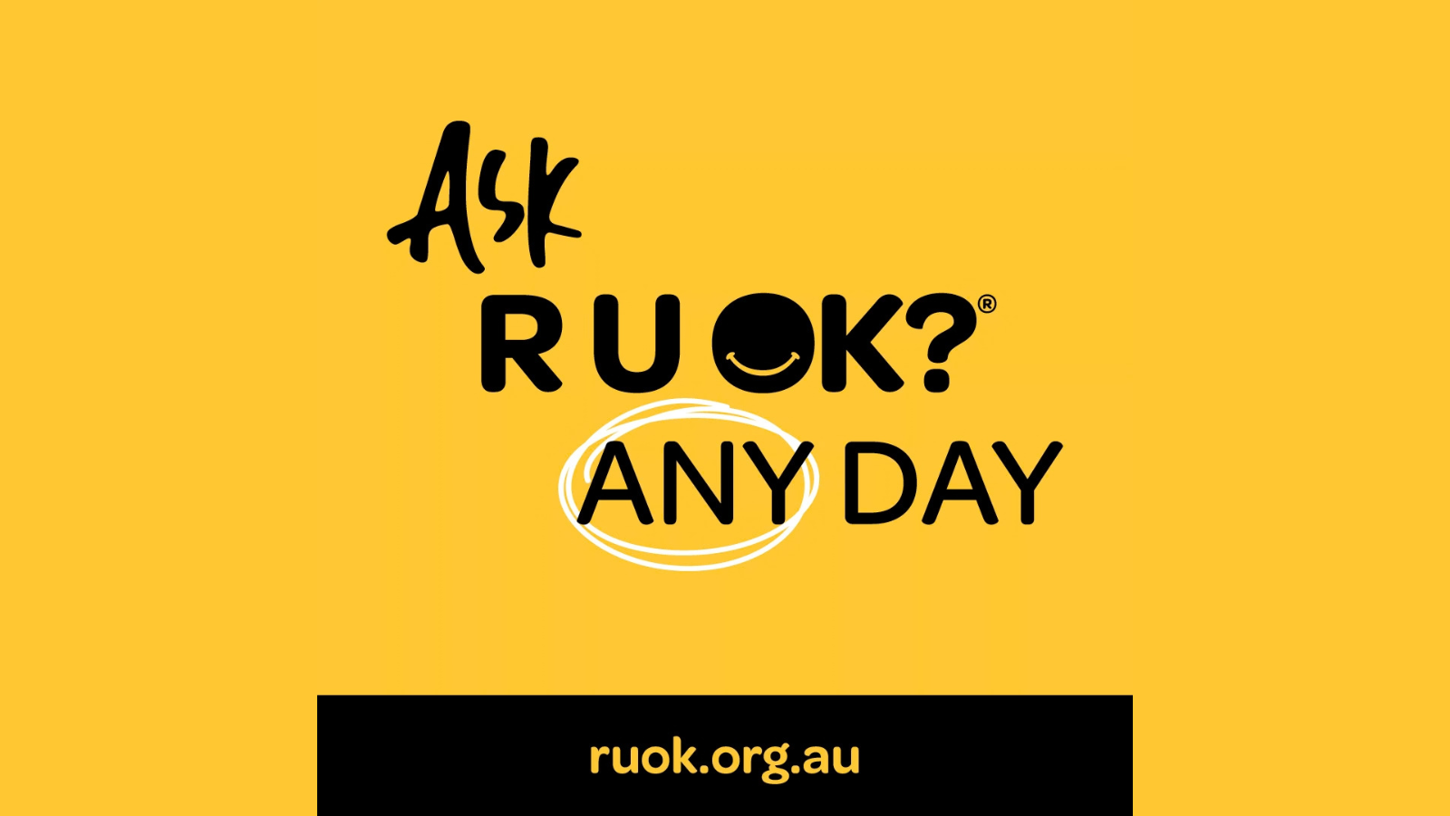 Ask R U OK? Any Day graphic encouraging conversations and checking in with others.